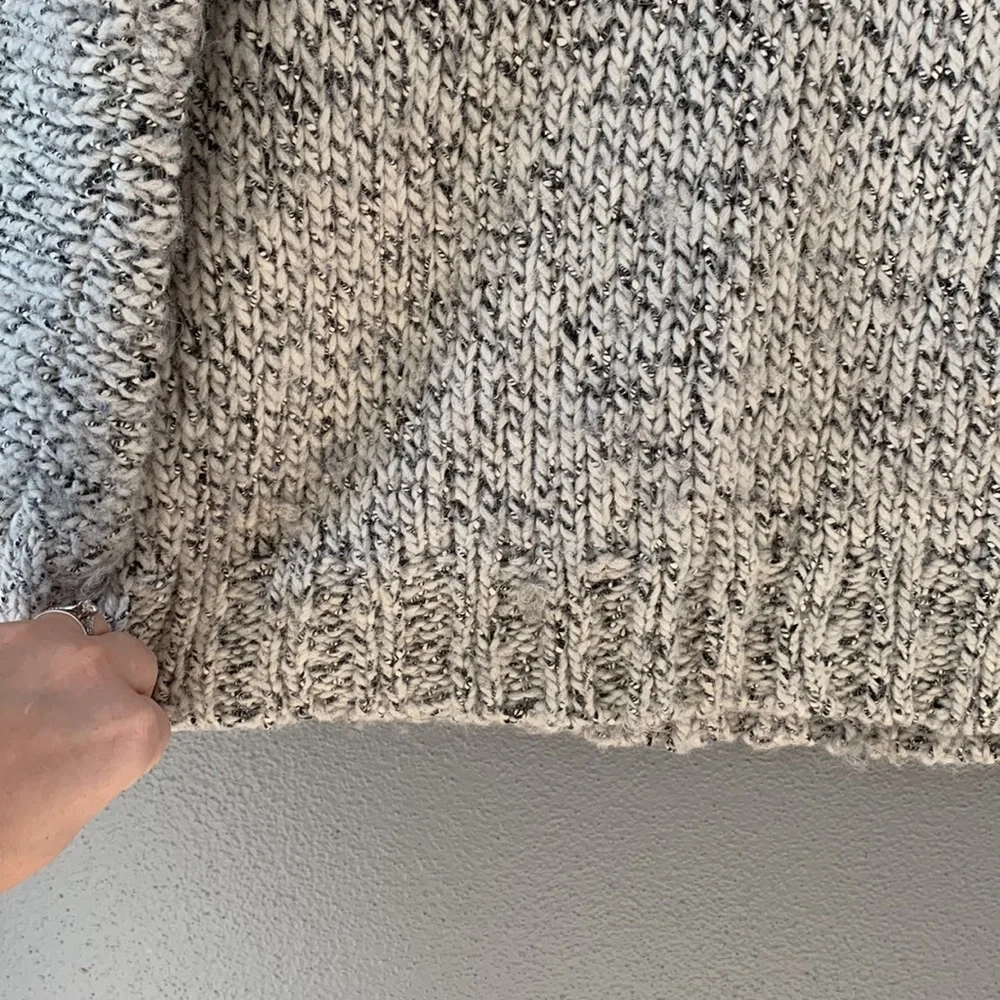 J. Crew Marled Drop-Shoulder Gray/Cream Raw Seam Sweater